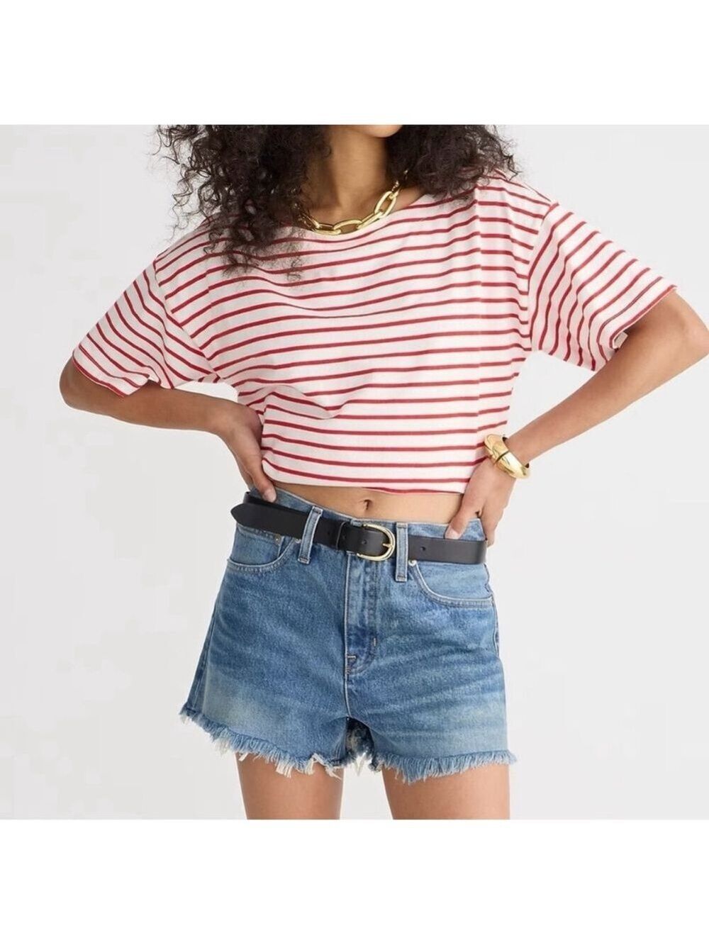 J. Crew The Mid-Rise Denim Cut off Shorts Medium Wash Blue, 28